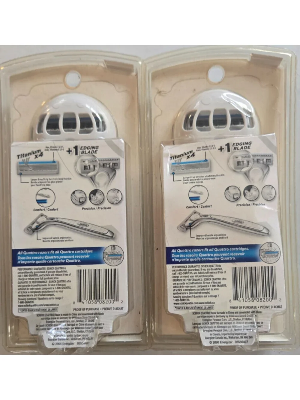 2 Packs Schick Quattro Titanium Razor Edging Blade 4 Cartridges NEW Factory Seal